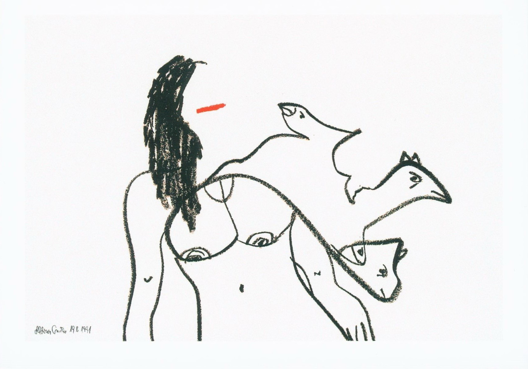 Aldonos Gustas piešiniai iš ciklo „Moterys su burnomis“. 